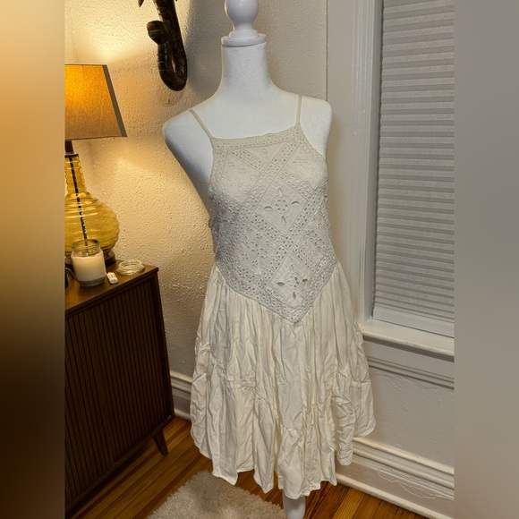 American Eagle sz S - IVORY bohemian Sundress w/ LACE BODICE - Picture 8 of 13
